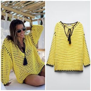 ZARA KNIT SWEATER WITH CONTRAST TOPSTITCHING NEW